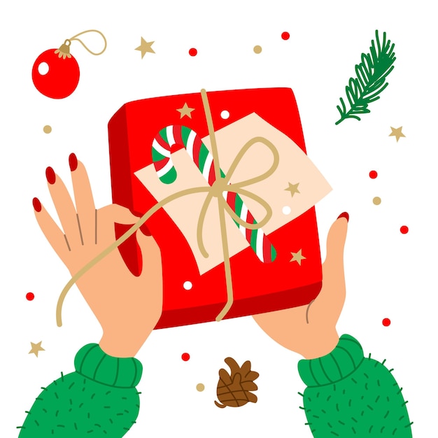 Premium Vector | Vector illustration with hands nd gift Hands ...