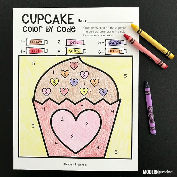 valentine color by number printables