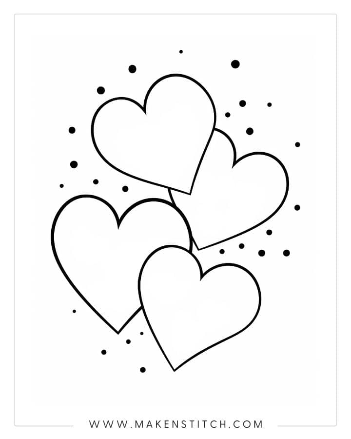 valentine hearts to color