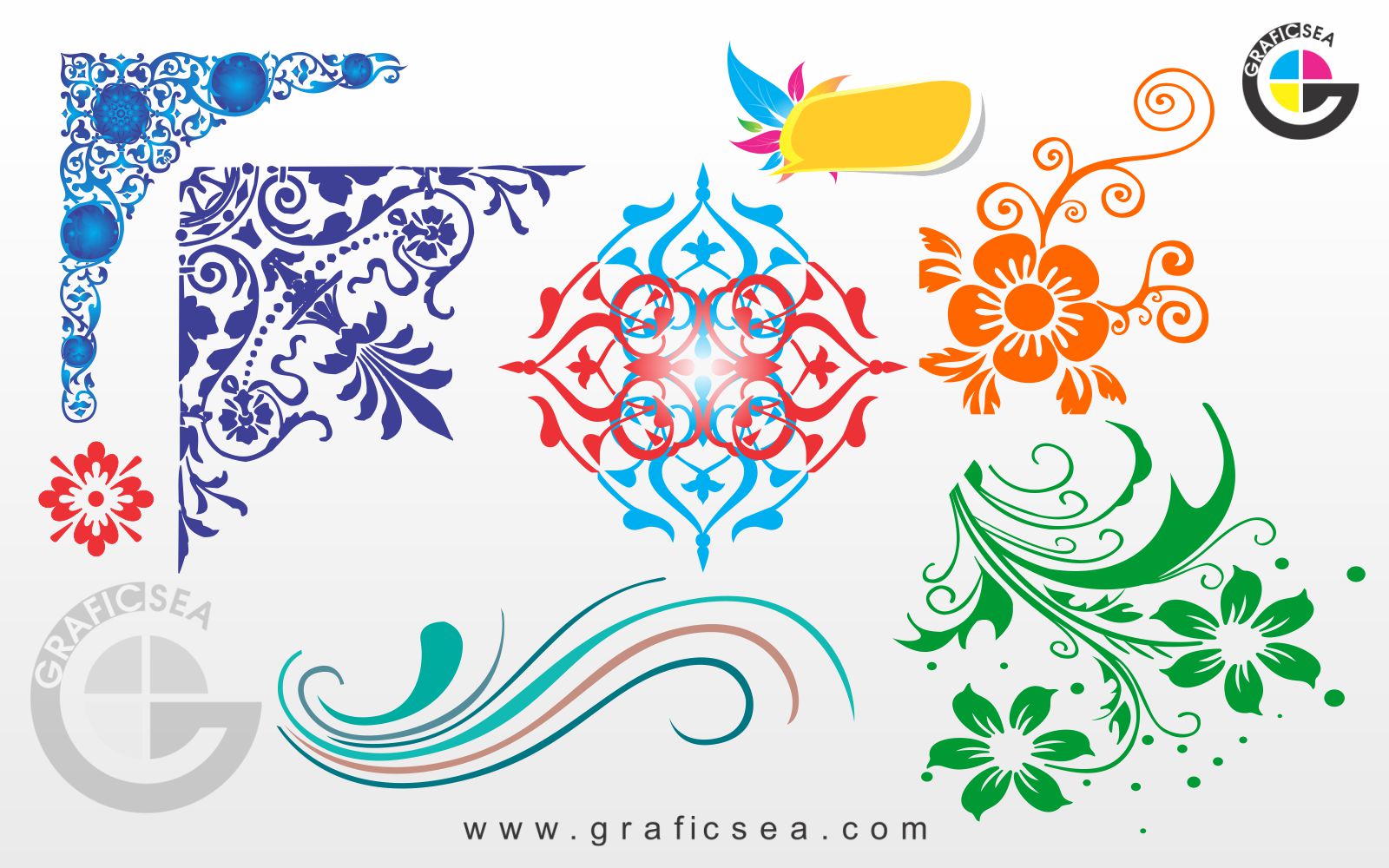 Floral Ornament Corner Vector Clipart Pack Free Download | Graficsea