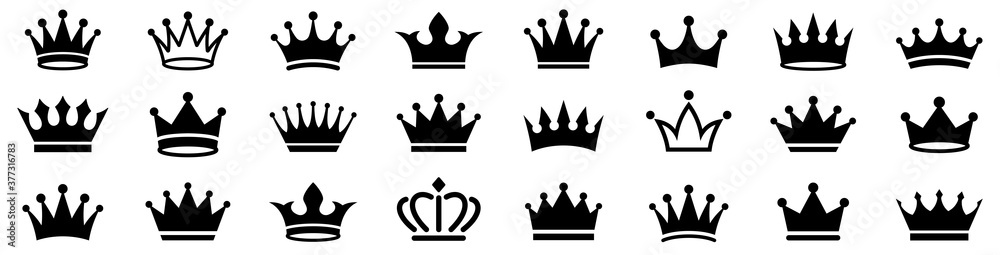 Poster, Wandbilder Crown icons set. Crown symbol collection. Vector  illustration, 90x22.5 cm