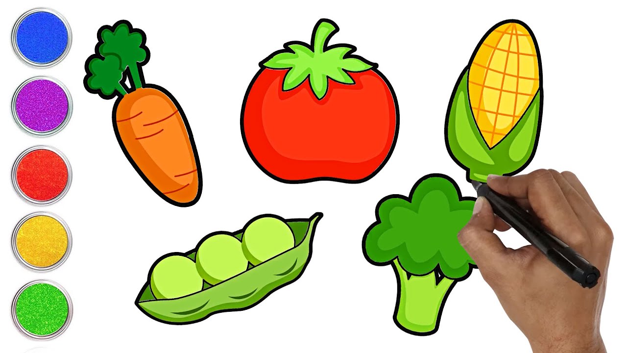 How to Draw Vegetables | Drawing, Coloring and Painting for Kids, Toddlers  | HooplaKidz HowTo
