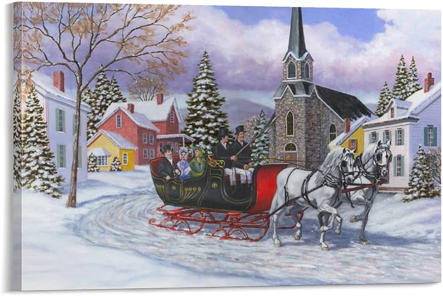 Amazon.com: Wall Poster Victorian Sleigh Ride Christmas Poster ...