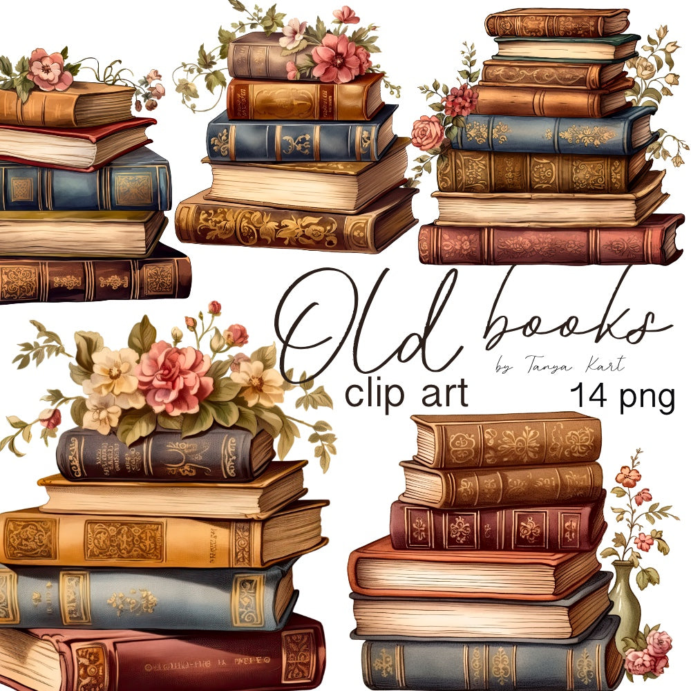 vintage books cliparts