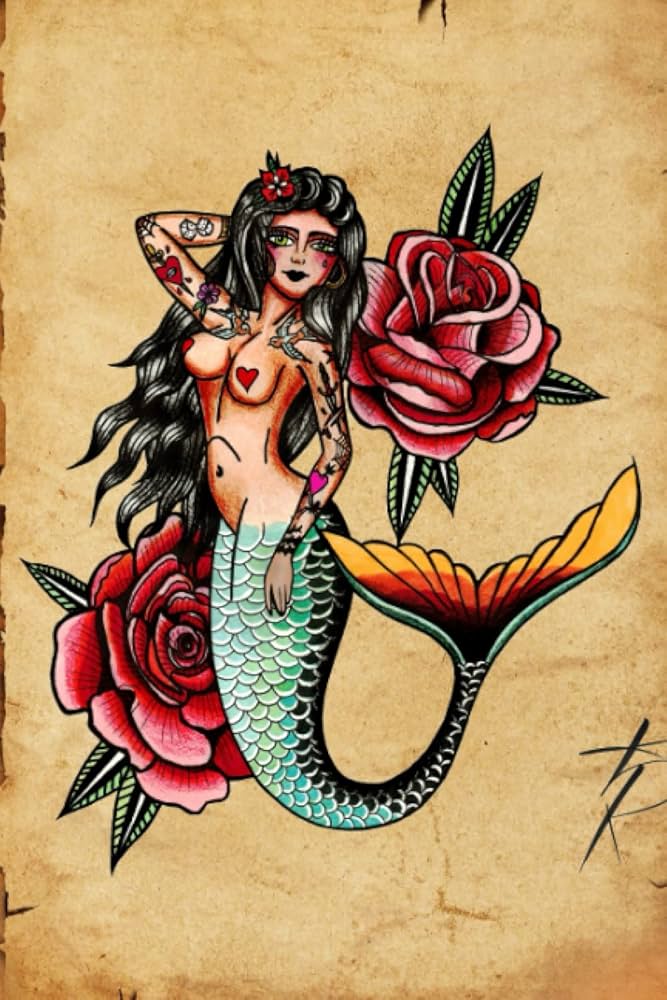 vintage mermaid tattoo
