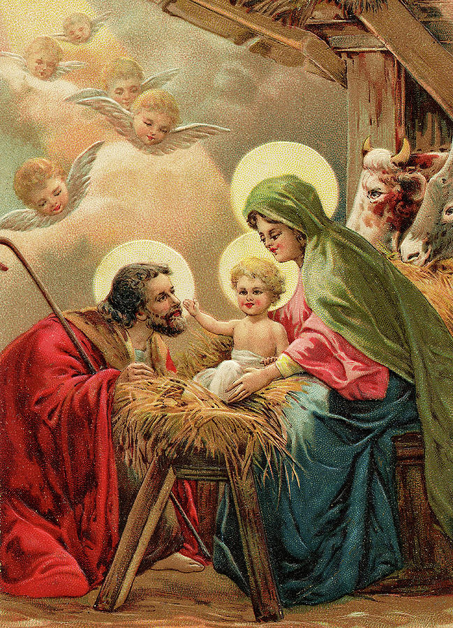 Vintage religious Christmas card Digital Art by Long Shot - Pixels