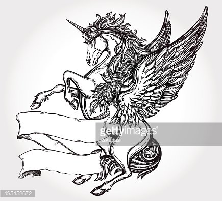 vintage unicorn cliparts