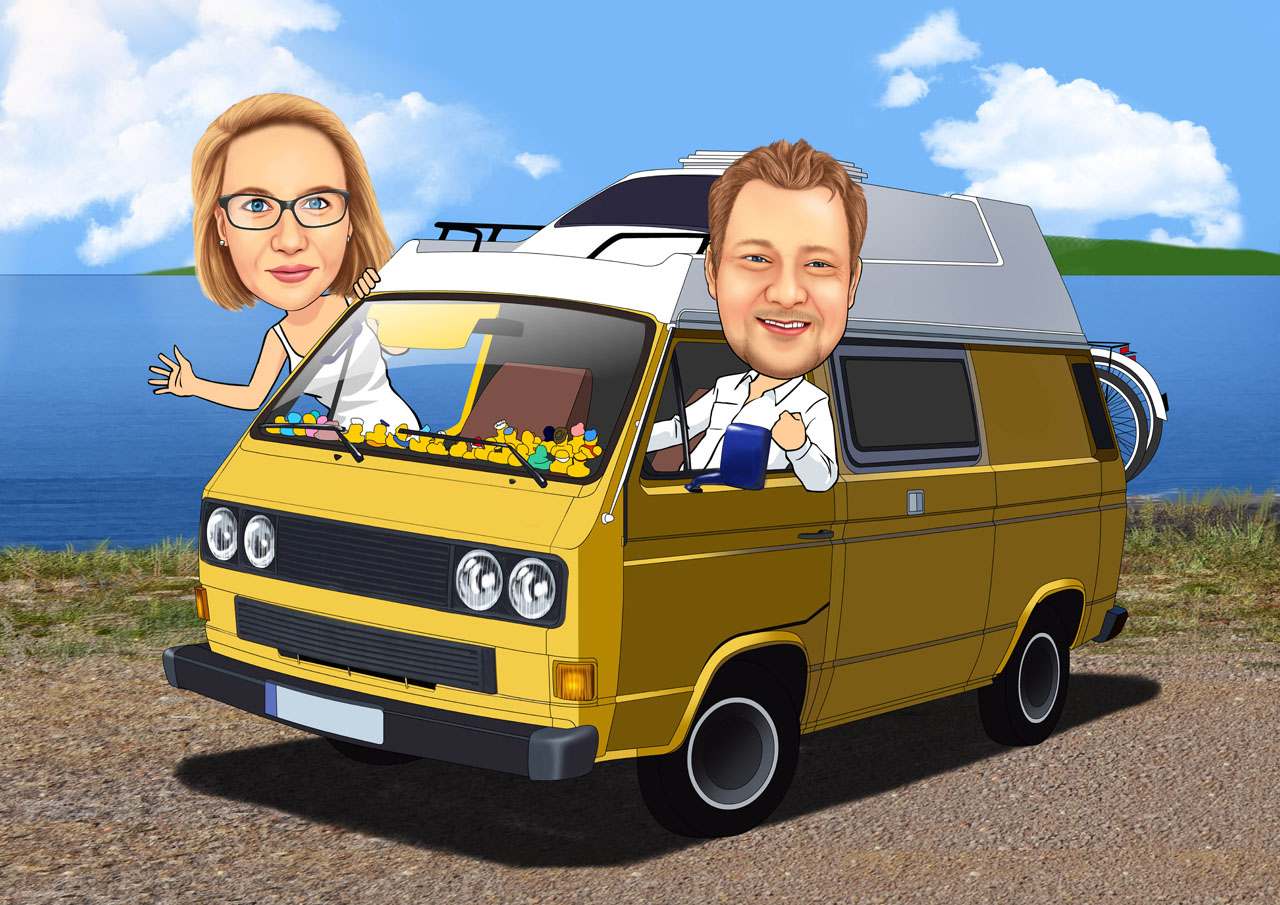 vw bus karikatur