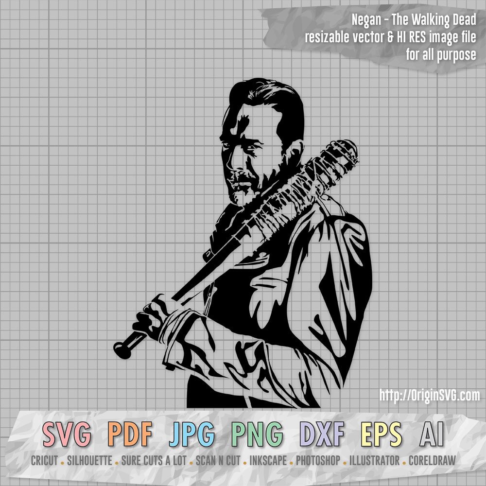Negan The Walking Dead Clip Art Cut Files Printable – Origin SVG Art
