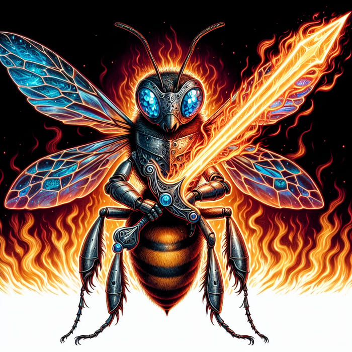 Majestic Bee Warrior with Flame-Sword | AI Art Generator | Easy ...