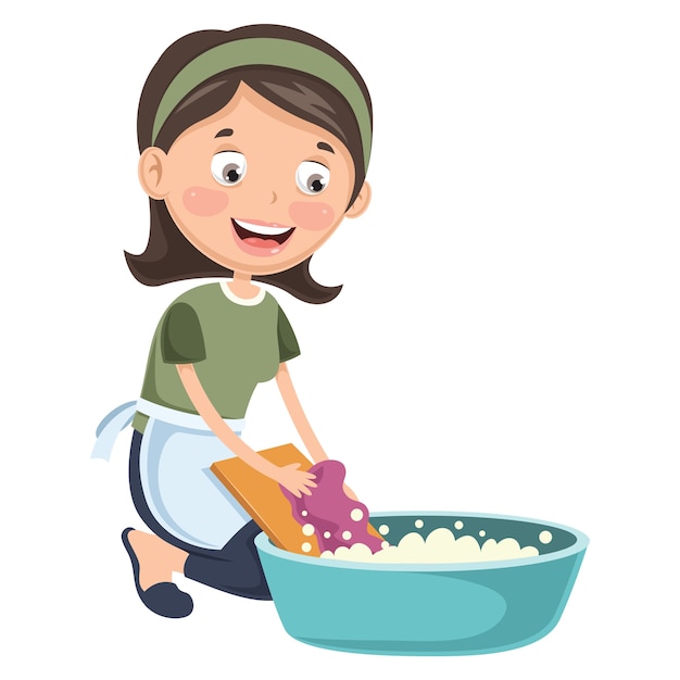 Premium Vector | Illustration Of Woman Washing Clothes
