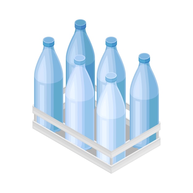 Premium Vector | Water Poured in Plastic Bottles Rested in Crate ...