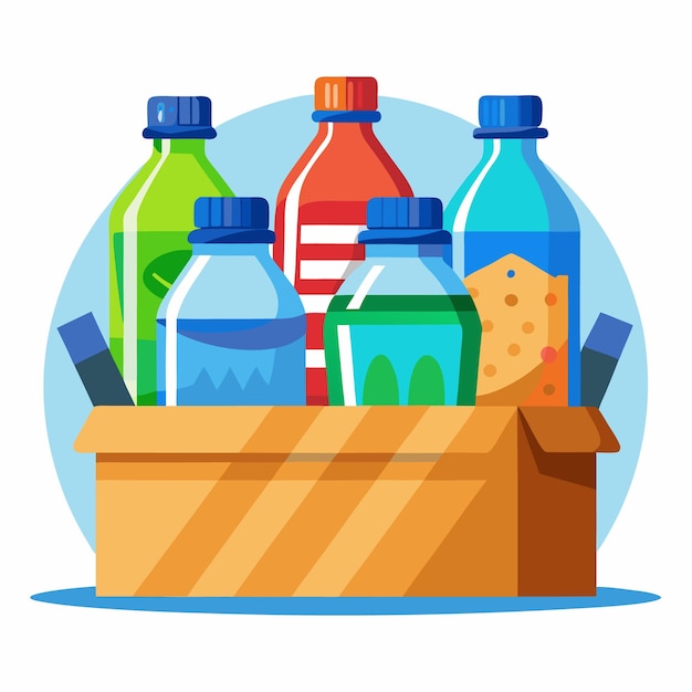 Water bottles in the box vector illustration isolated on a white ...