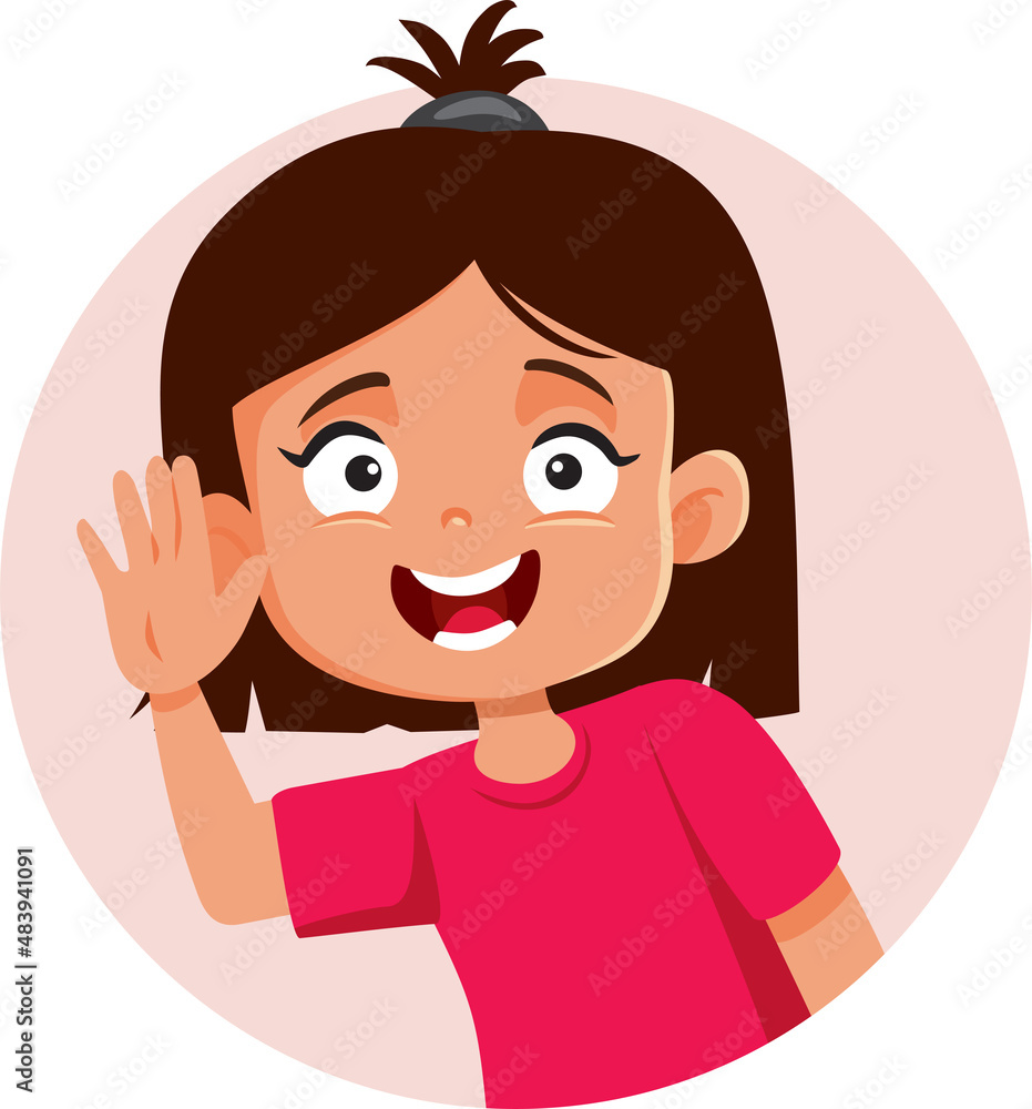 Little Girl Saluting Waving Hand Vector Cartoon Stock-Vektorgrafik ...