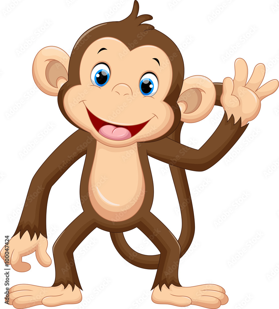 Cute monkey waving Stock-Vektorgrafik | Adobe Stock