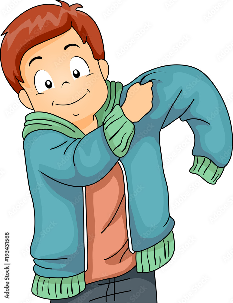 Kid Boy Wearing Jacket Illustration Stock Vector | Adobe Stock