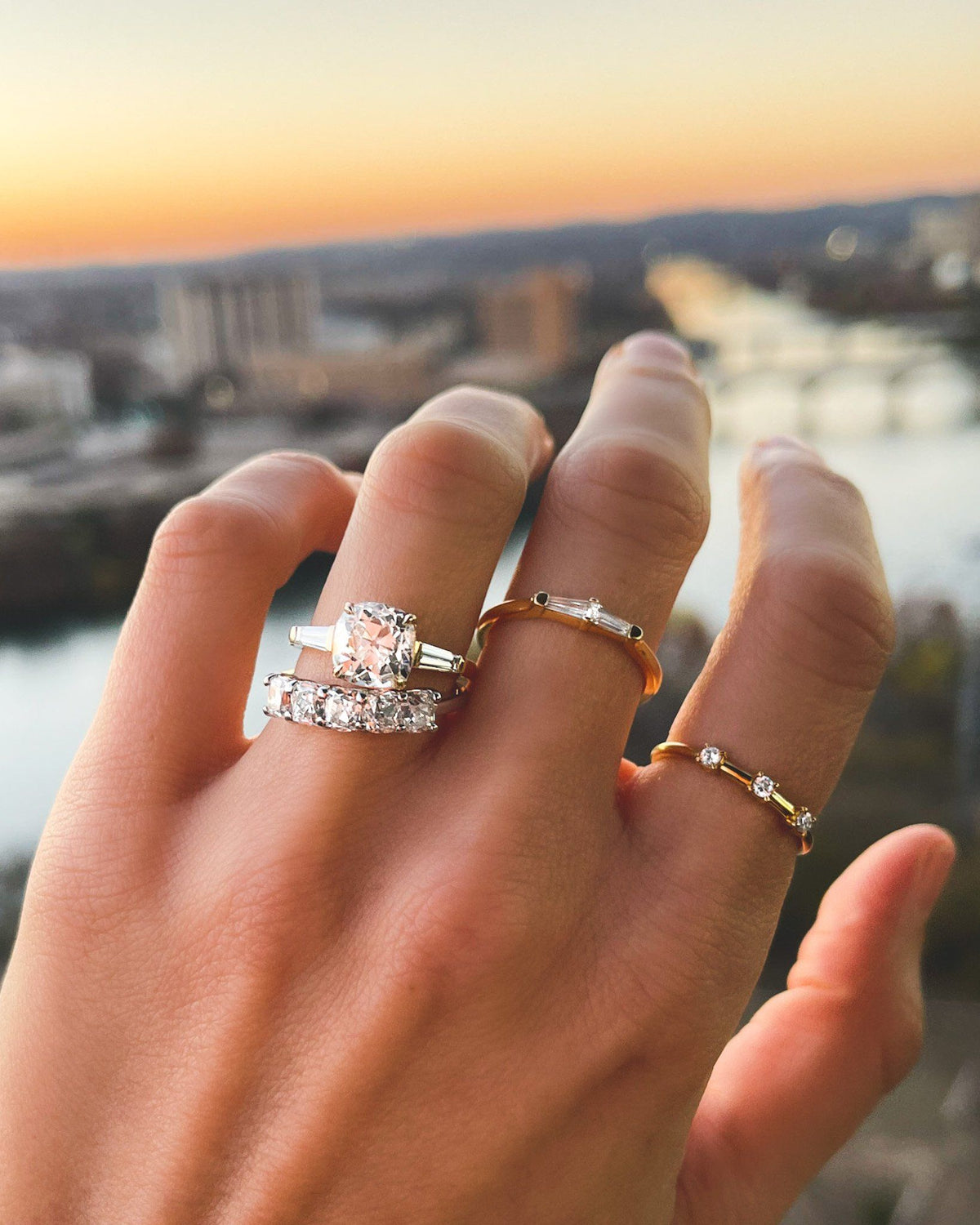 Claw Diamond Band: Trio Wedding Band - GOODSTONE