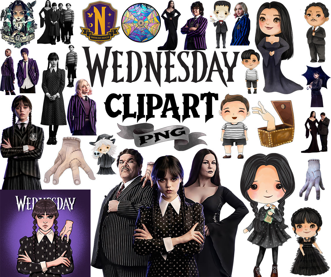 Wednesday png bundle, Nevermore Horror PNG Clipart, W - Wednesday ...