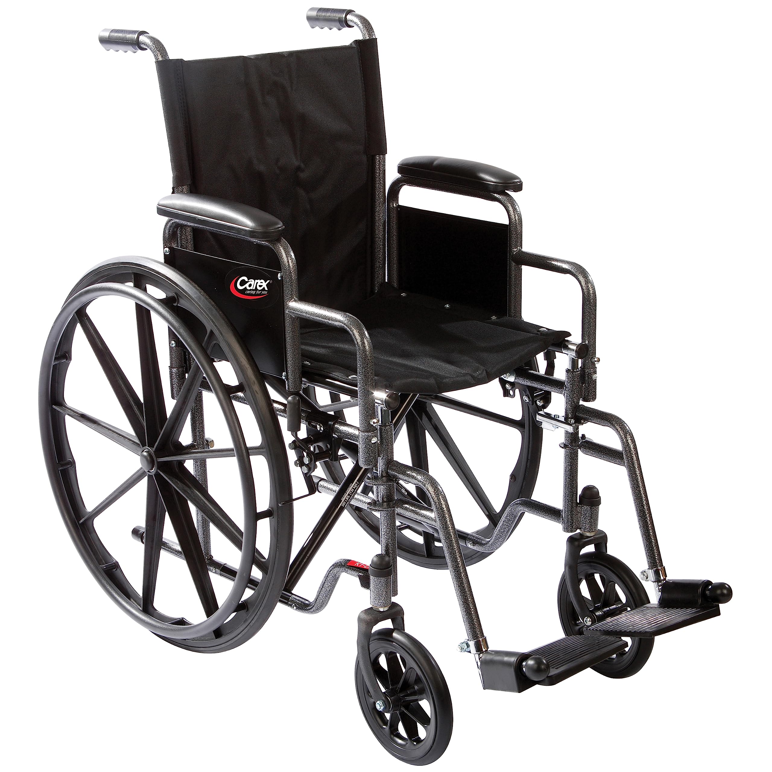 Amazon.com: Carex Wheelchair with Large 18” Padded Seat - Wheel Chair with  Adjustable and Removable Swing-Away Footrests - Folding Chair for Compact  ...