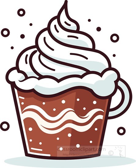 Beverage Clipart-hot chocolate topped with whipped cream in a cute mug