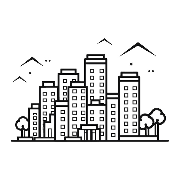 Premium Vector | A Building silhouette icon simple vector black ...