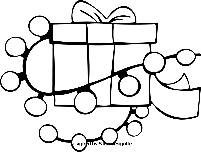Christmas lights gift black and white clipart free download