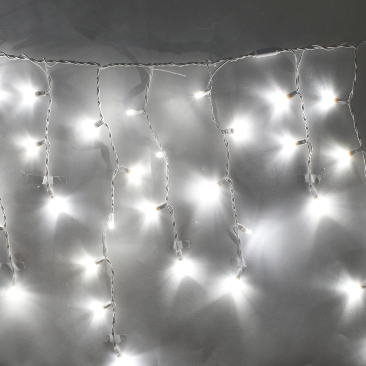 100-light Pure White 5mm LED Icicle Lights, White Wire – Christmas ...