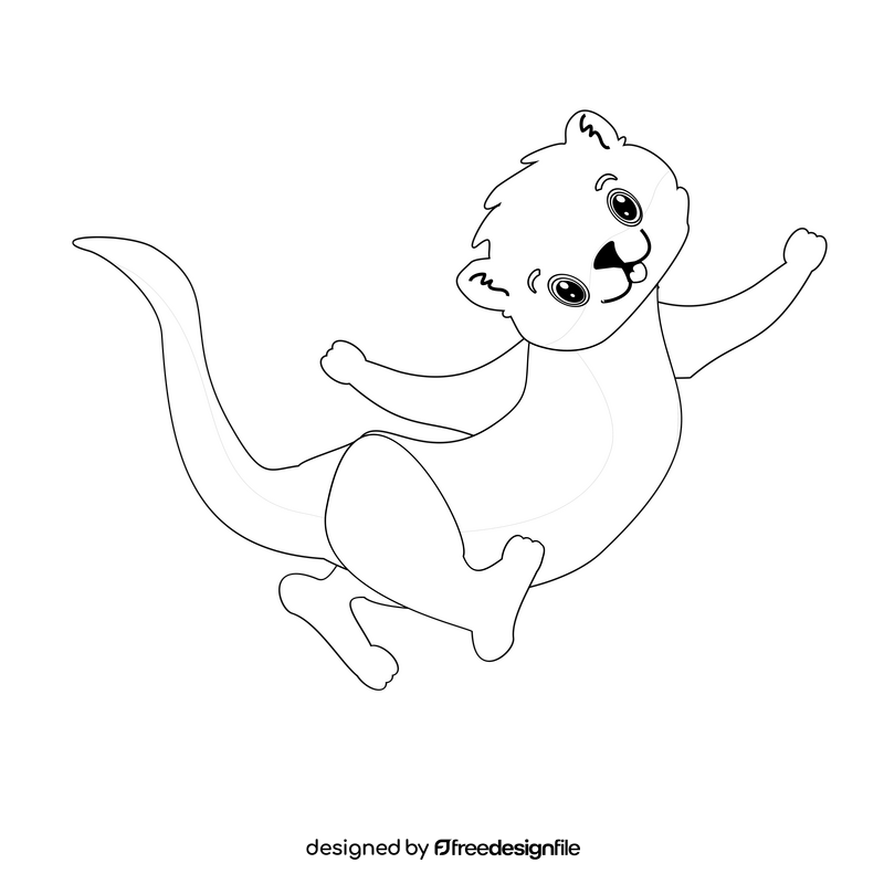 Otter running illustration black and white clipart free download