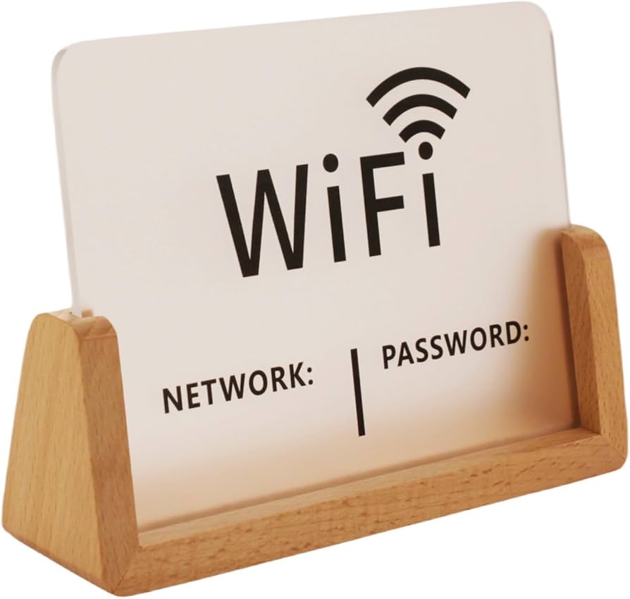 FIREFLYWEB Wifi Password Signs Creative Vertical Desktop American Modern  Simplicity Wifi Signs for Home Decor Classic Custom Design (Wooden Base) :  ...