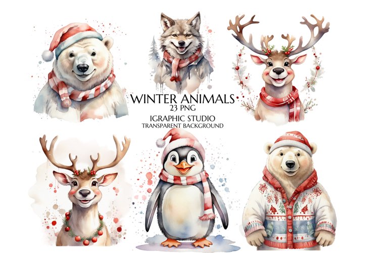 winter animals cliparts