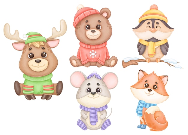 winter animals cliparts