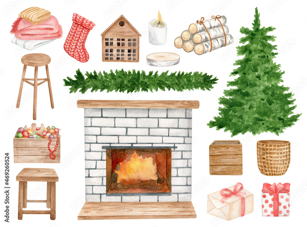 winter fireplace cliparts