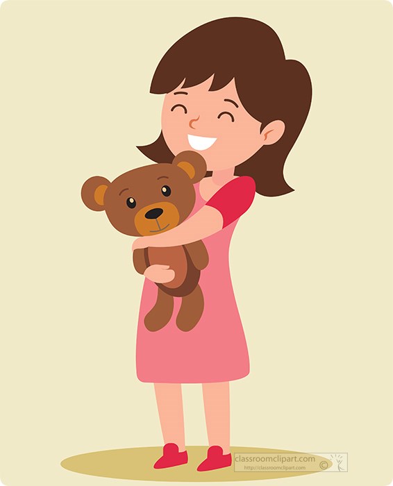 Children Clipart - girl-holding-her-stuffed-toy-bear-clipart ...
