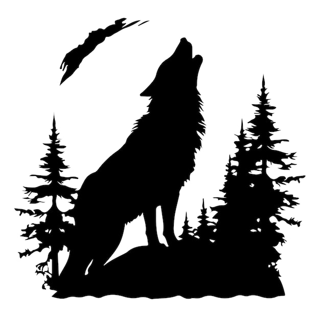 Wolf-Silhouette | Premium Vektor