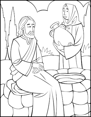 woman at the well coloring page