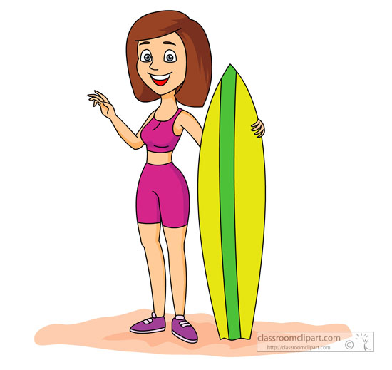 woman surfing cliparts