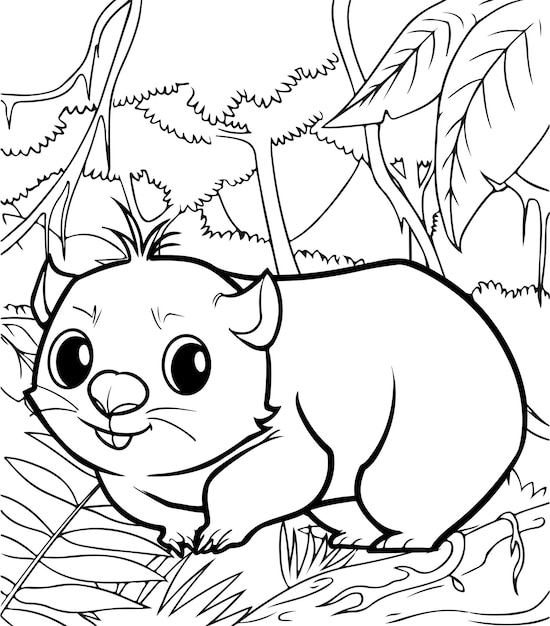 Premium Vector | Cute Wombat coloring pages for kids