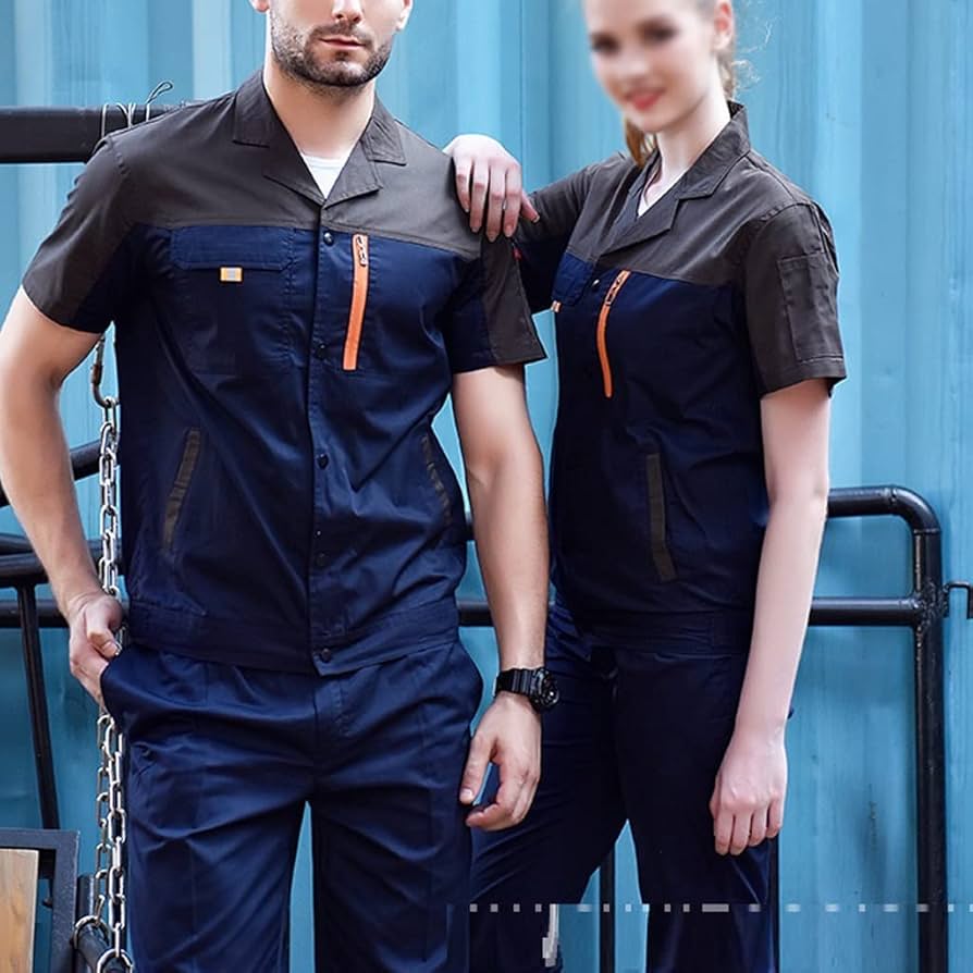Work Uniforms Summer New Wear Resistant Workwear Short Sleeve Men and Women  Mechanic Car Repair Worker Jumpsuit (Color : 3 Pack, Size : 4XL Code) : ...