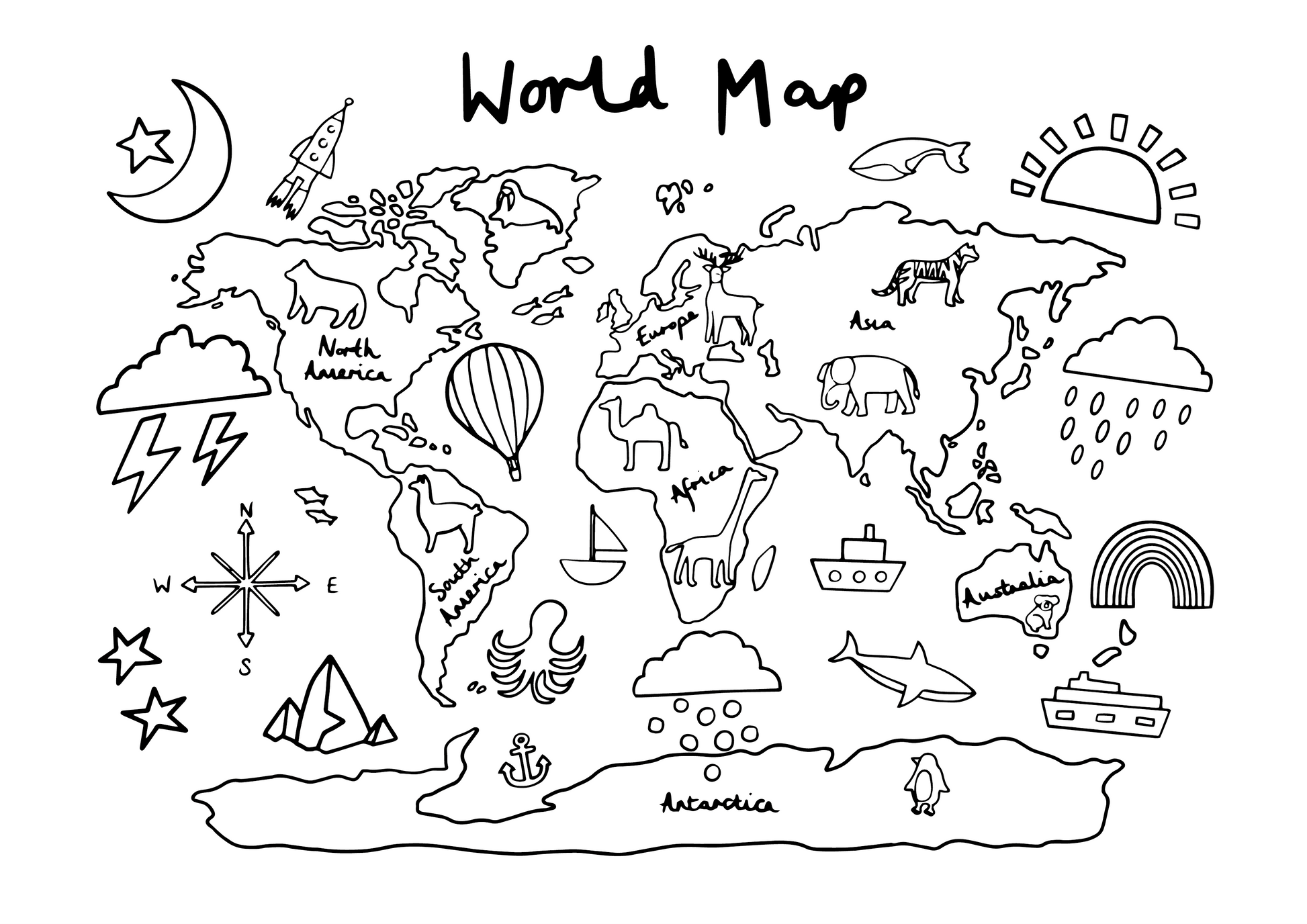 world map coloring sheet