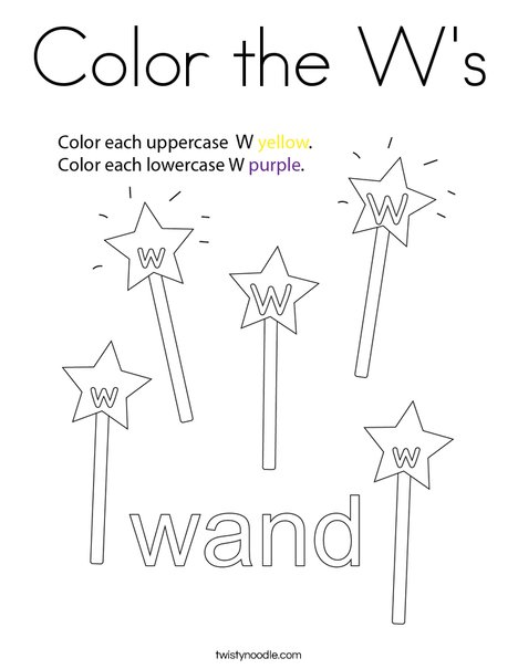 Color the Ws Coloring Page - Twisty Noodle