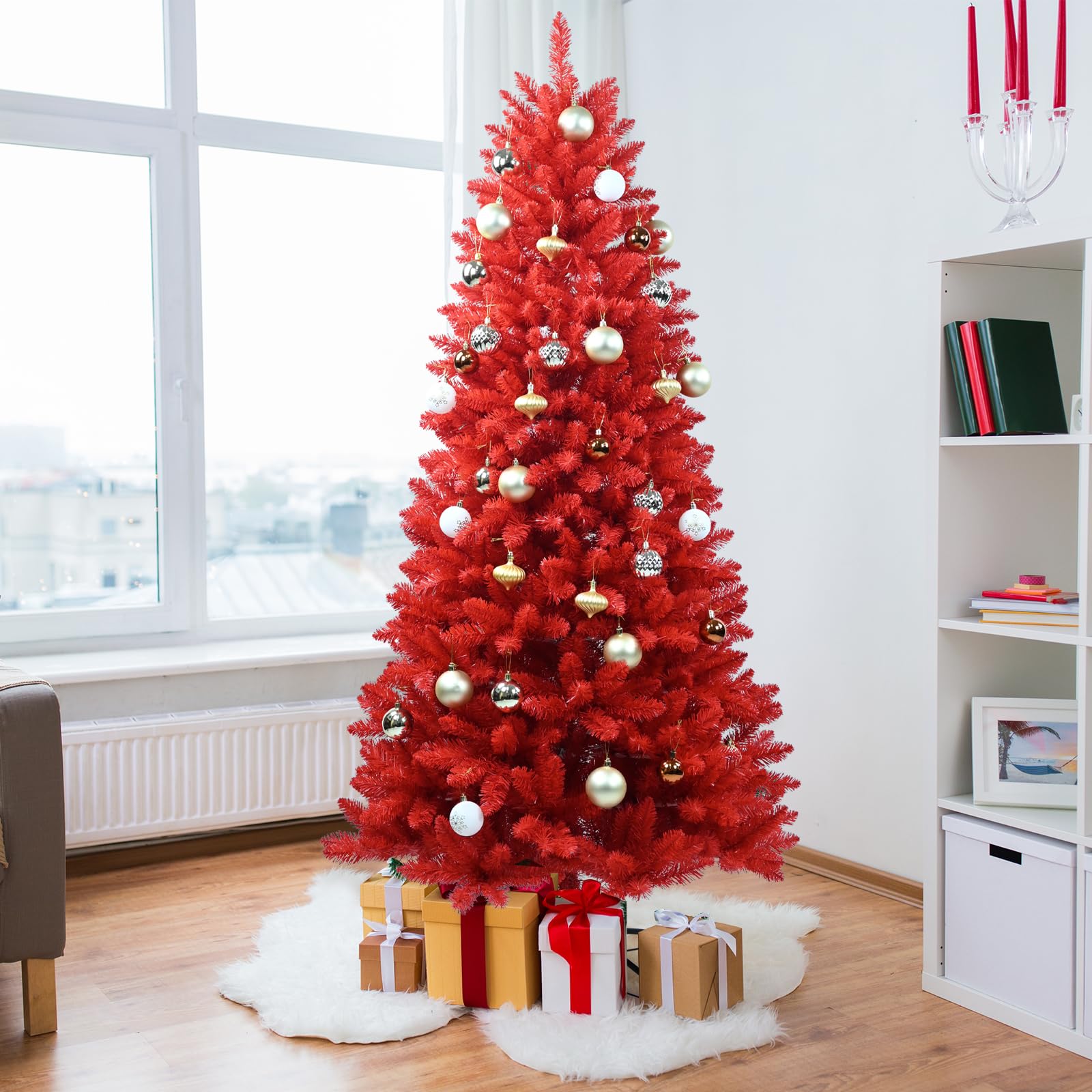 4ft Artificial Christmas Tree for Home, Office and Party Decoration,  Premium Hinged Spruce Tree with 440 Branch Tips, Includes Foldable Metal  Stand : ...