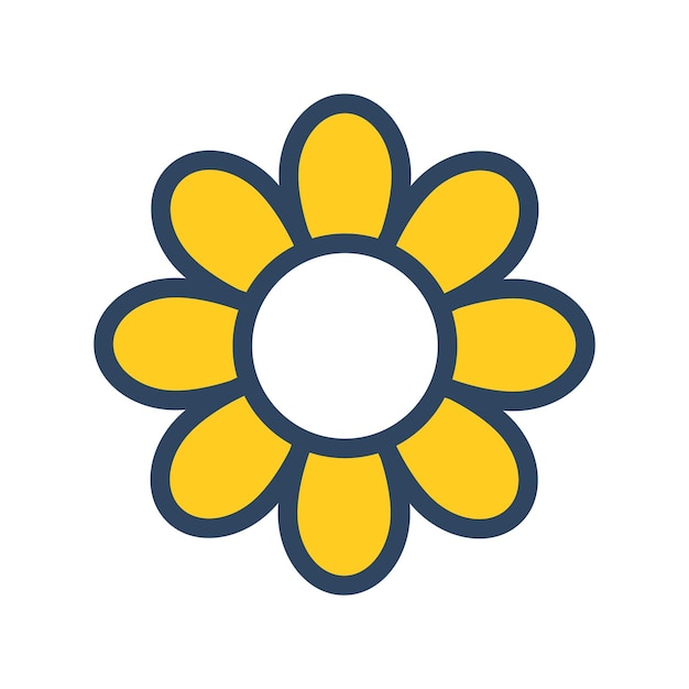 Premium Vector | Vector retro flower with outline Cute yellow ...