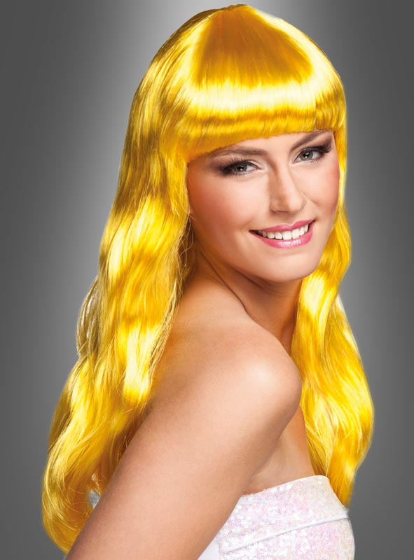 Yellow wig long hair ladies
