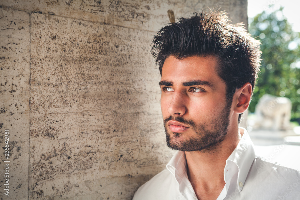 Handsome young man portrait. Intense look and eye-catching beauty ...