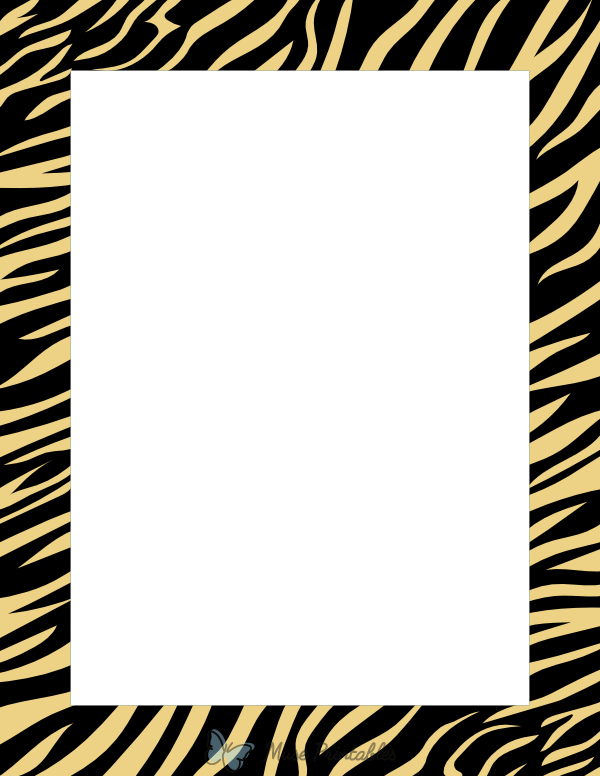 Printable Beige And Black Zebra Print Page Border