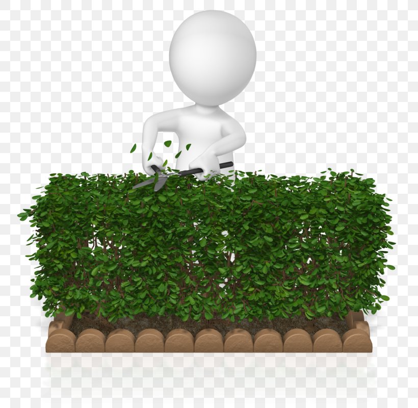 3D Character Trimming Green Hedge - Gardening Illustration