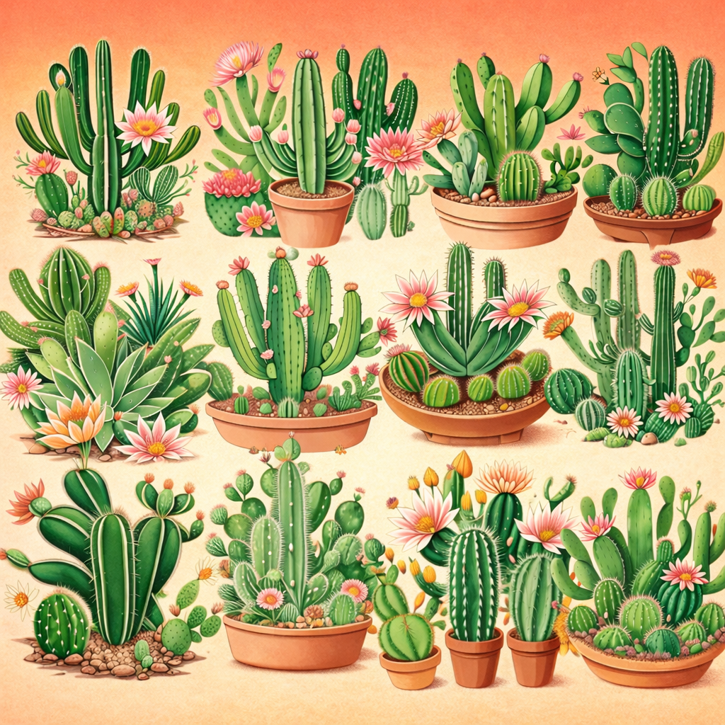 40 Cactus Clipart PNG: Watercolor Succulent Illustrations