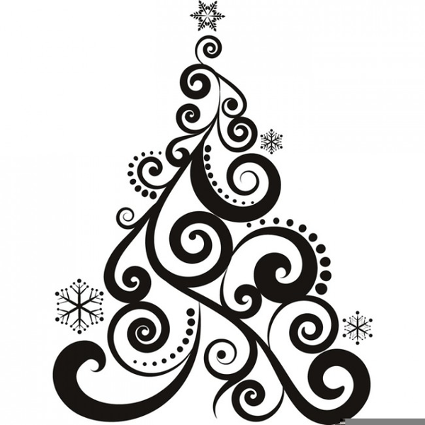 Abstract Swirl Christmas Tree Design | Decorative Holiday Vector Art