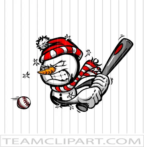Angry Snowman Baseball Player Clip Art