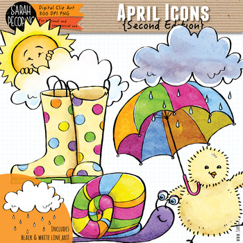 April Icons Second Edition | Cute Weather Clip Art & Illustrations